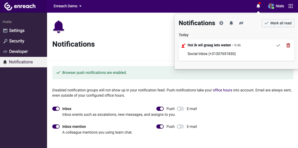 Improved notification settings